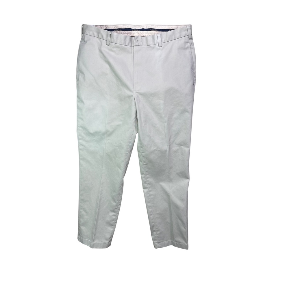 Brooks Brothers Advantage Chino Clark Fit Mens‎ 37x32 Light Gray Cotton Trousers
